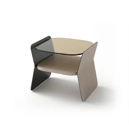 Modern bedside table simple bedroom leather with light