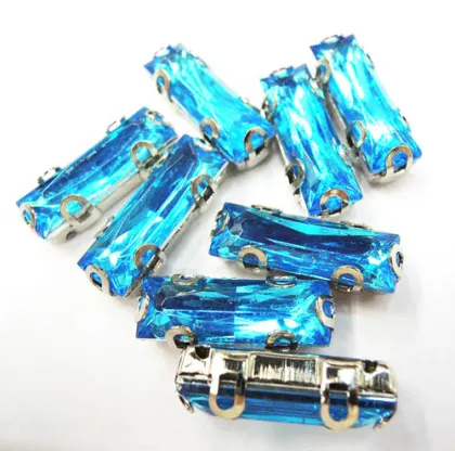 Long Rectangle Sew on Jewels, Sew on Sapphire