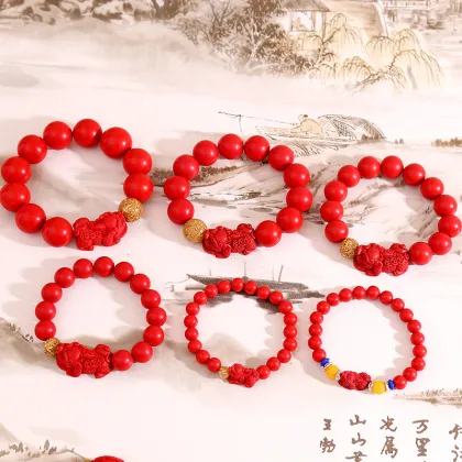 Pixiu Natural Stone Bracelet for Feng Shui Wealth and Luck