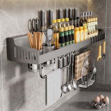 Factory Wholesale Wall-Mounted Stainless Steel Spice Rack and Tool Storage