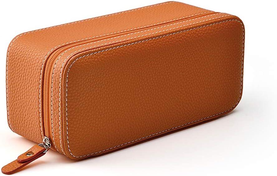 Pu Leather Zippered 2 Slots Travel Watches case