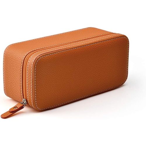 Pu Leather Zippered 2 Slots Travel Watches case