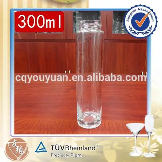 China made empty wide screw top tall food packaging bottle flint clear glass bottles 300 ml