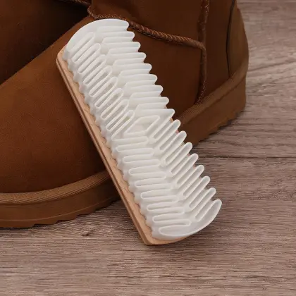 Wooden Shoe Brush - Velvet Care Brushes & Silicone Clean Brush