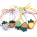 100Pcs Fashion Handmade Resin Cartoon Carrot Elastic Rubber Bands Headwear Baby Girls Ponytail Holder Scrunchy Hair Accessories