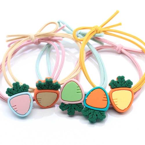 100Pcs Fashion Handmade Resin Cartoon Carrot Elastic Rubber Bands Headwear Baby Girls Ponytail Holder Scrunchy Hair Accessories