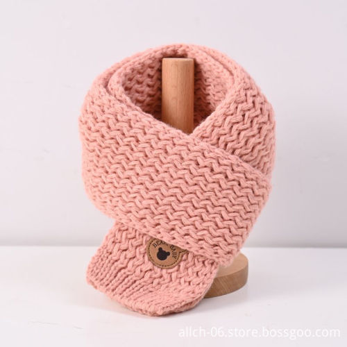 Cute Cartoon Bear Print Acrylic Knitted Scarf for Kids