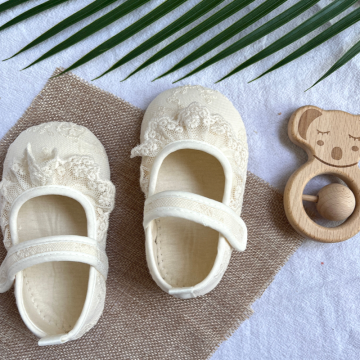 2024 Spring Collection: Baby Nylon Lace Flower Princess Shoes - Breathable Cotton Crib Shoes for Newborns