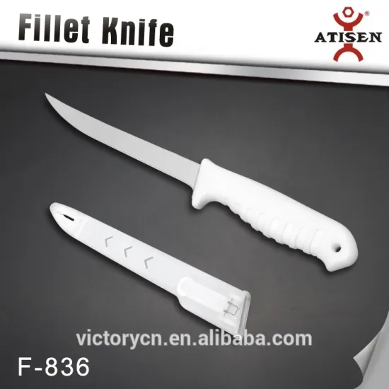 High quality 7" 440 stainless steel fillet knife,sheath with sharpener F-836