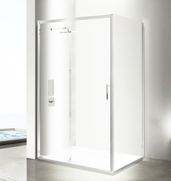Aluminum Alloy Sliding Shower Enclosure with Tempered Glass for Indoor Bathrooms and Schools