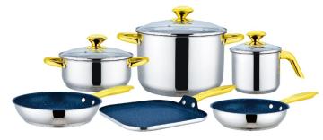 9 Pcs Cookware Set with Square Griddle