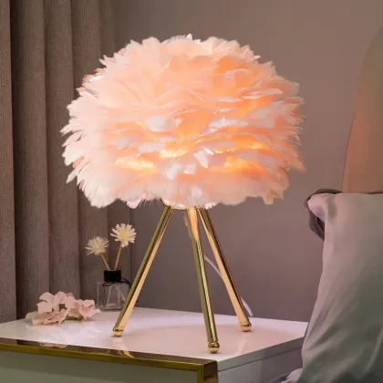 Feather Desk Lamp: LED Bedside Triangle Bedroom Lamp