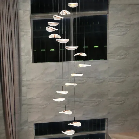 Modern Light Luxury Spiral Staircase Acrylic Pendant Lamp for Hotel Lobby and Villa