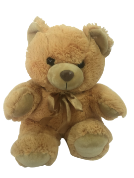 Plush Teddy Bear In Golden Bow