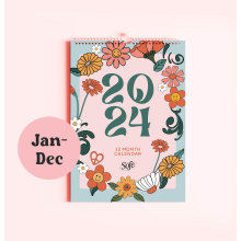 Aangepaste muurkalender met een bloementhema 12 maanden