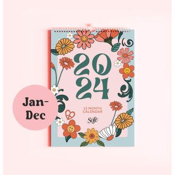 Custom Floral Themed 12 Month Wall Calendar