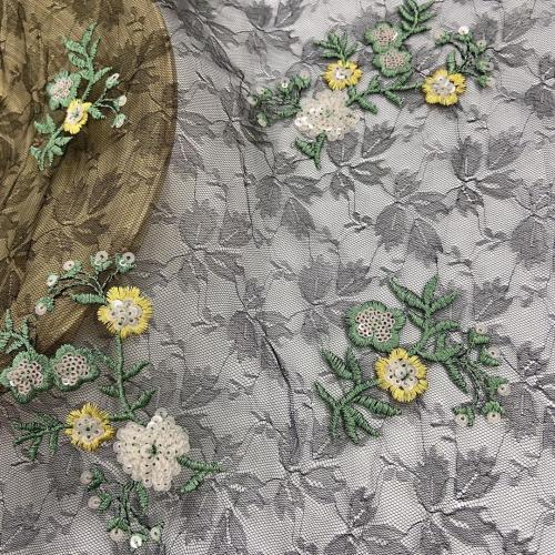 Elegant Multicolor Sequins Embroidery Fabric