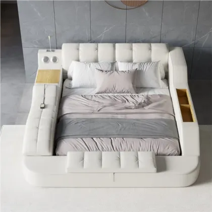 Nova King Size Luxury Smart Massage Bed - Multifunctional PVC Leather Smart Bed with Massage Function
