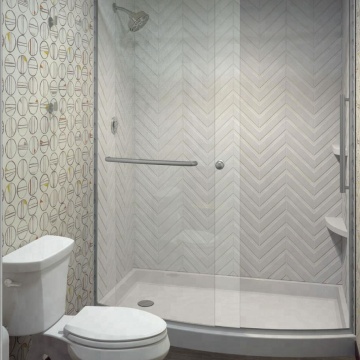 Solid Surface Sheet 3\" x 8\" Chevron Pattern Panel for Shower Wall/Tub Surround