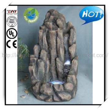 56 Inches Fiberglass Rockery Water Fountains with Lights for Outdoor &