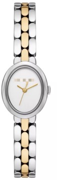 20.5x25.5mm Mini Oval Two-Tone Stainless Steel White Dial Ladies Quartz Watch