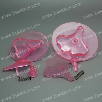 Plastic 2pcs Surfinia Cake Fondant Plunger Cutter Cookie Cutter Mold Set in Transparent Pink