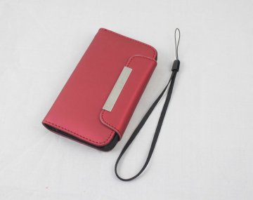 100% Brand New Wallet Card Slot Iphone4 Leather Cases With A Card Slot Design