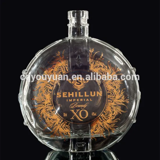 Flat-round Clear Glass Screw Bottom Wine Bottles Glass for Liquor 700 ML