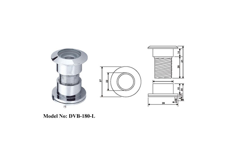 Brass door viewer composed of two lenses