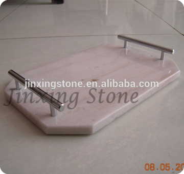 Marble Handle Full Buffet Serving Tray Stone Tableware Cooking Plate with S/S Handles