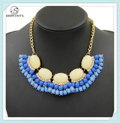 Wholesale Blue Fine Bead Necklace, Chunky Bead necklace 2015