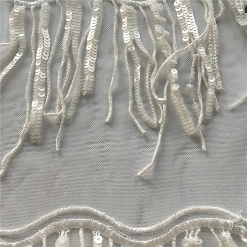 Tissu de broderie Fashional Black Wave Sequins