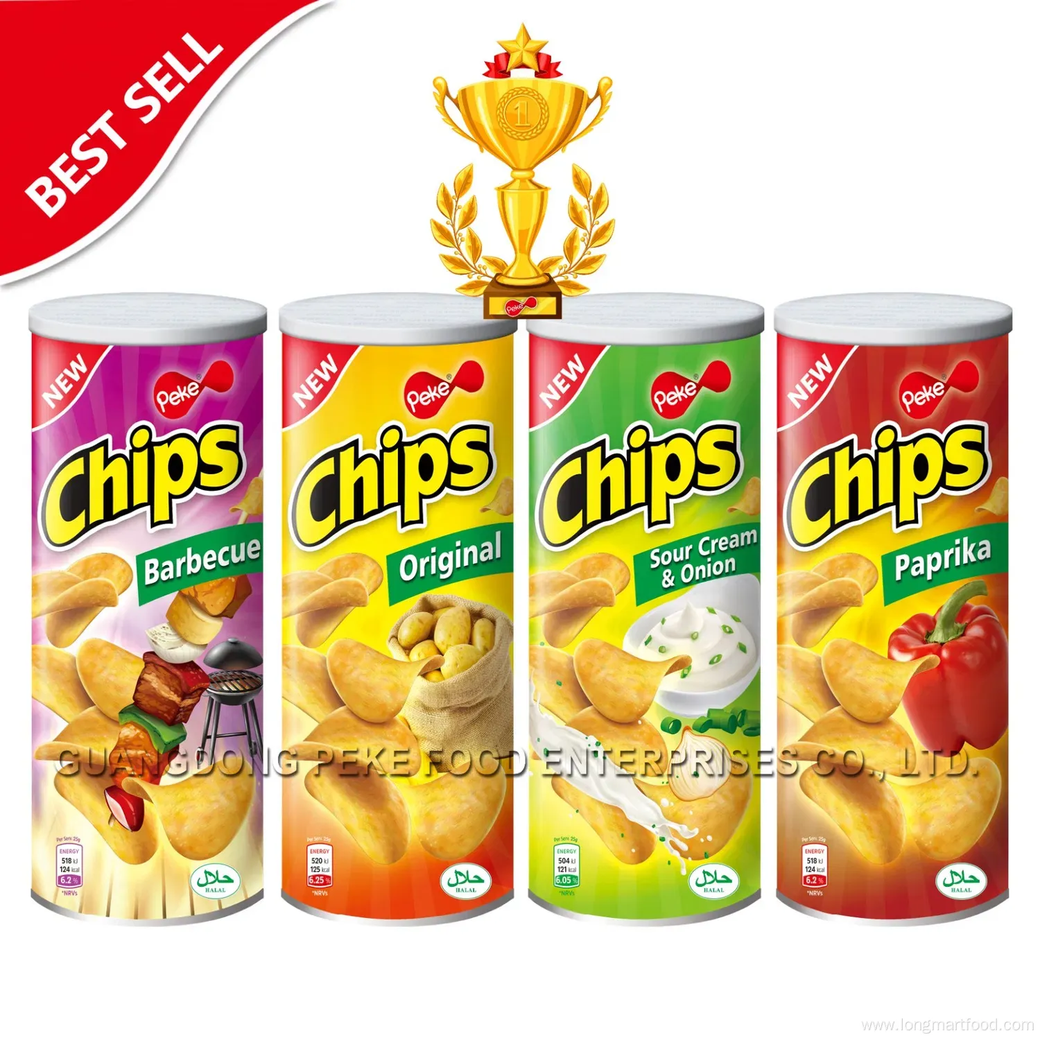 Halal Stackable Potato Chips & Crisps Snack (160g/130g/100g)