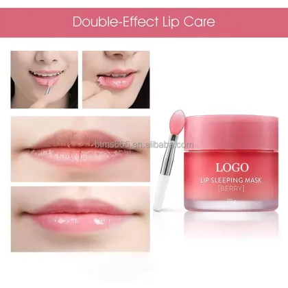 Vegan Collagen Lip Mask: Strawberry Moisturizing Gel Pink Lip Sleeping Mask