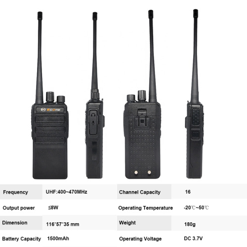 Ecome ET-99 USB Auricero portátil de dos vías Radio a largo plazo