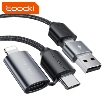 Hot Sale High Quality 60W 3A 4 in 1 Nylon Braided Wire USB Fast Charge Data Cable for iPhone & Android