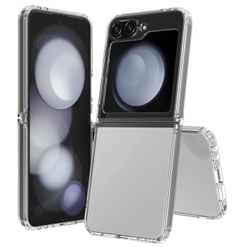 Transparent Top Cover Clear Case for Samsung Galaxy Z Flip6 with Flexible Hinge Joint Rib