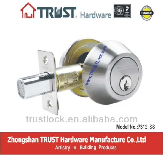 7312:TRUST ANSI Grade 3 Double Deadbolt Lock with brass cylinder