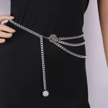 Punk Hip Hop Vintage Moon Metal Waist Chain for Women
