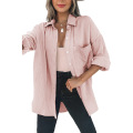 Womens Color Block Button Down Shirts