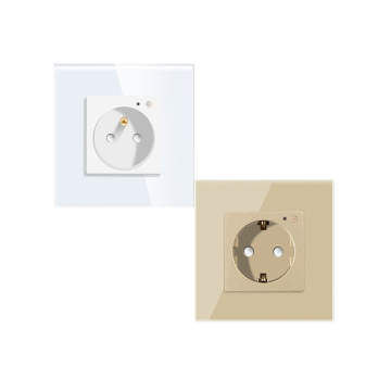 Bingoelec EU Wifi Smart Wall Socket Tipo F - 16A Contador eléctrico francés con panel de vidrio de cristal