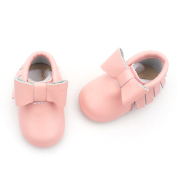 Sapatos de bebê rosa recém-nascido bowknot bebê menina mocassins