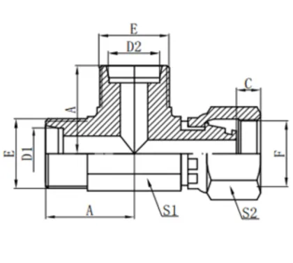 Hydraulic Run Tee Fittings With Swivel Nut Adapter