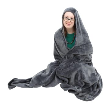 Decompression and Sensory Aid: 60" x 59" Weighted Hoodie Blanket for Improved Focus - 4.4 lbs