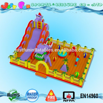 EN71 kids dinosaur complex inflatable trampoline for children