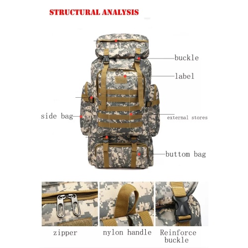 Military Tactical Backpack Outdoor Travel 75L