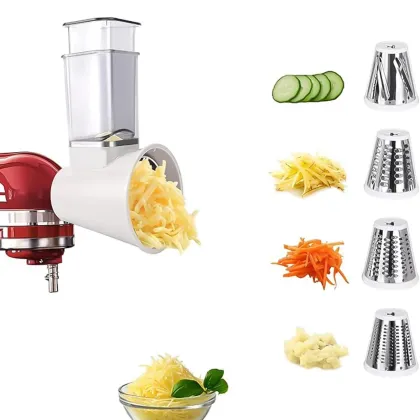 Dishwasher Safe Blue KitchenAid Countertop Blender Attachment with Food Slicer, Salad Maker, Cheese Grater for Fruits and Vegetables
