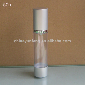 High quality 50ml clear plastic airless bottle with silver cap for e liquid