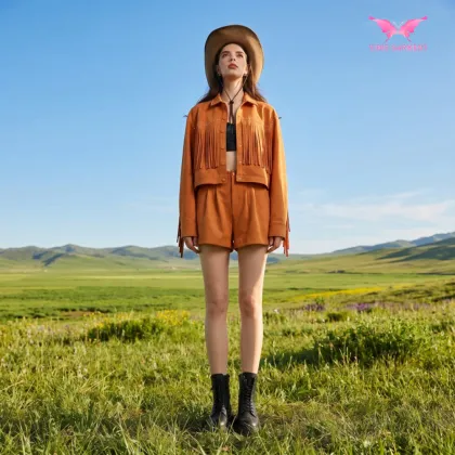 Fringed Short Collar Western Jacket