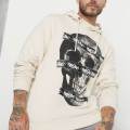 Mens fashion tengkorak cetak kanguru saku pullover hoodies